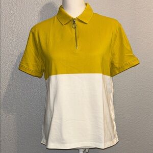 Nike Women’s Two-Tone Yellow and White Zip Polo Top